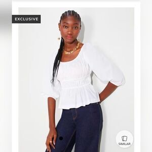 KATE SPADE Scoop-Neck Poplin Riviera Blouse Top